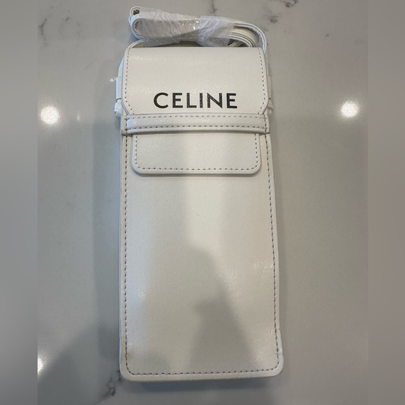 BRAND NEW CELINE Authentic White crossbody pouch phone wallet sunglasses case - Picture 2 of 4